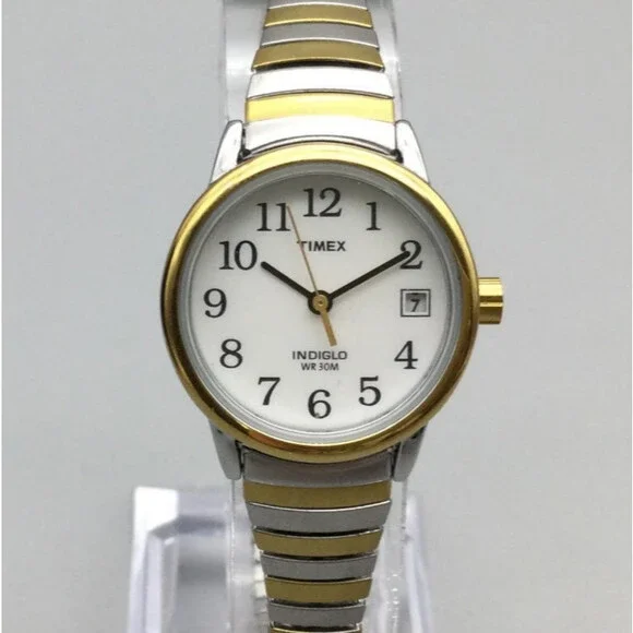 Vintage 2006 Timex‎ Indiglo 25mm Women\'s Two Tone Quartz Watch Stretch Bracelet Vintage 2006 Timex Indiglo 25mm Women main image 4